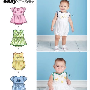 Sewing Patterns Babies&#39; Romper Pattern, Baby Dress Pattern, Toddler Dress and Romper Pattern, Infant Pattern, Simplicity Sewing Pattern 9557