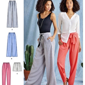 Sewing Pattern Loose Fit Pants Pattern, Wide Leg Pants Pattern, Tapered Pants Pattern, Elastic Waist Pants, Simplicity Sewing Pattern 8389