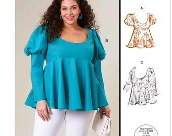 Sewing Pattern Women's Size Tops Pattern, Empire Waist Tops Pattern, Juliet Sleeves Top Pattern, McCall's Sewing Pattern 8387