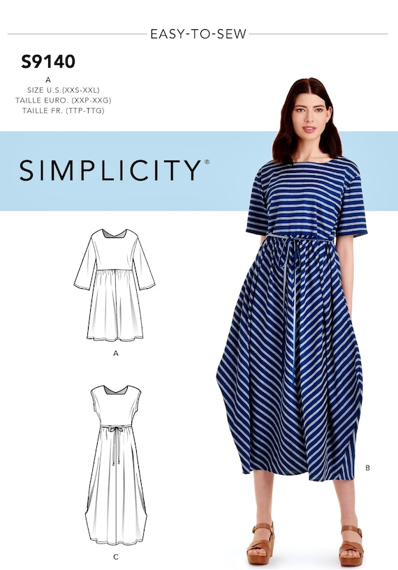Sewing Pattern for Women's Easy Dress Pattern, Easy Pullover Dress