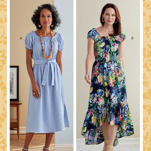 Sewing Pattern Women&#39;s Easy Dress Pattern, Gathered Dress Pattern, Peasant Top Dress Pattern, Butterick Sewing Pattern 6757