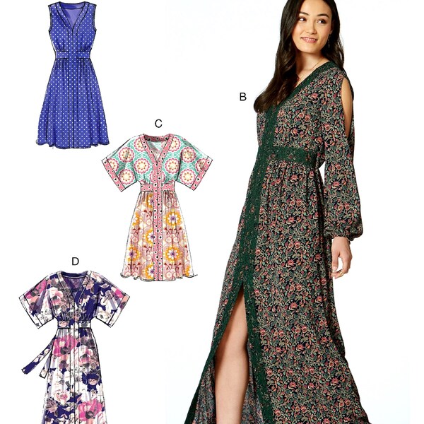 Sewing Pattern Women's Loose Fit Dress Pattern, Long Dress Pattern, Kimono Dress Pattern, McCall's Sewing Pattern 7624