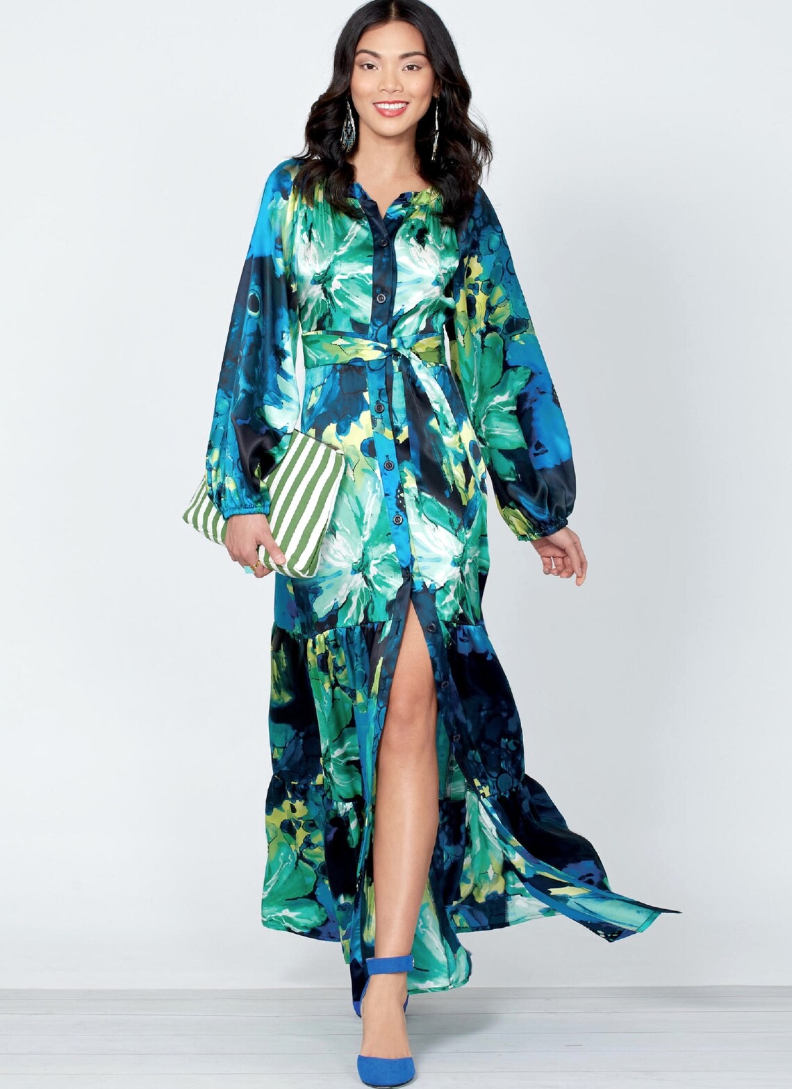 Sewing Pattern Button Front Dress Pattern Maxi Dress Pattern | Etsy