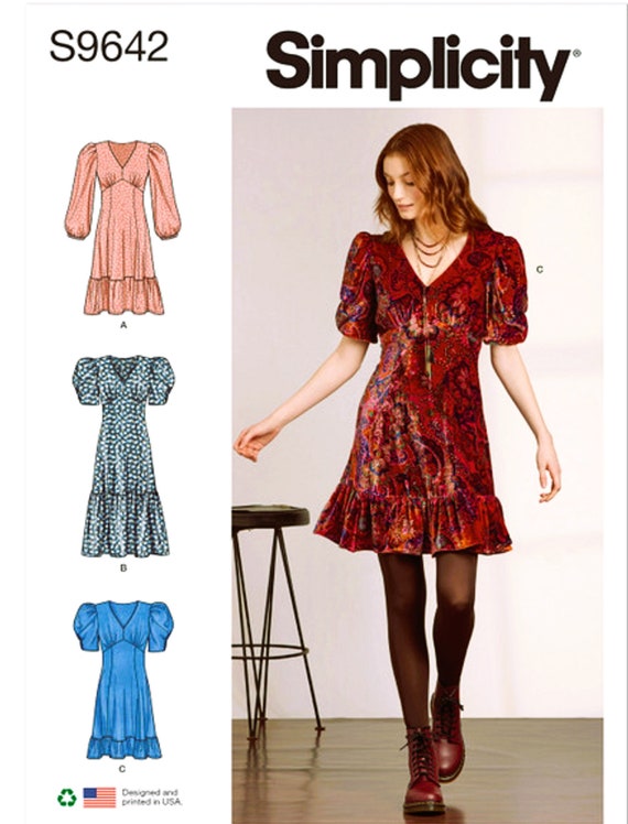 loose fitting dress patterns Sewing Patterns Women's Loose Fit Dress Pattern, Cup Fit Dress Pattern,  Misses' Long Sleeve Dress Pattern, Simplicity Dress Pattern 9642