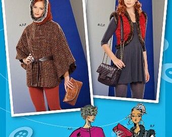 Sewing Pattern Women's Cape Pattern, Vest Pattern, Winter Hat Pattern, Tube Hat Pattern, Clutch Pattern, Simplicity Sewing Pattern 1775