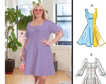 Sewing Pattern Women's Dress Pattern, Flared Dress Pattern, Long Sleeve Dress Pattern, McCall's Sewing Pattern 8196