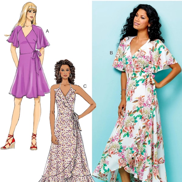 Sewing Pattern Women's Dress Pattern, Women's Wrap Dress Pattern, Halter Sundress Pattern, Butterick Sewing Pattern 6554