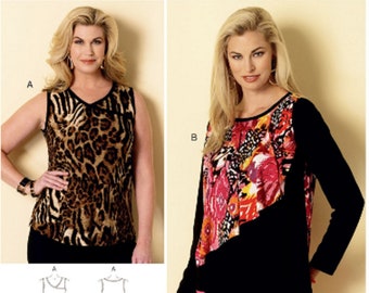 Sewing Pattern Women's Pullover Tops Pattern,  Stretch Knit Tops Pattern, Sz 18/20w to 42/44w, Butterick Sewing Pattern 6334