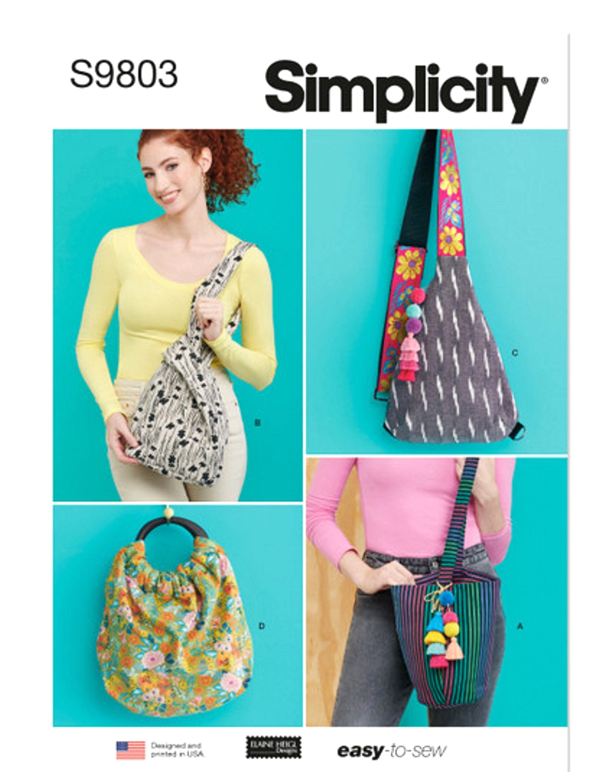 Sewing Pattern Cloth Bags Pattern Slouch Bag Pattern Sling Bag Pattern Easy Lined Bags Pattern Simplicity Sewing Pattern 9803 Etsy