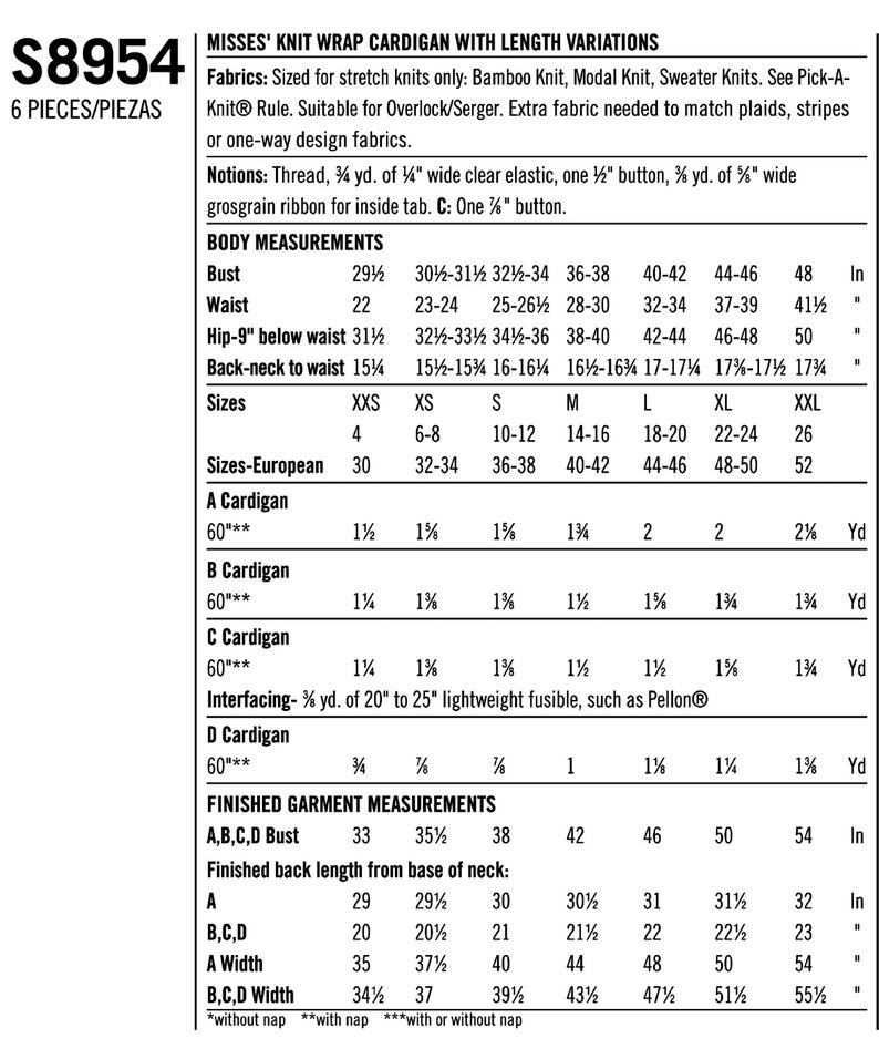 Sewing Pattern Women's Wrap Cardigan Pattern Misses' Etsy