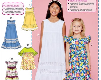 Sewing Pattern Girls' Dress Pattern, Tween Girls' Learn to Sew Dress Pattern, Little Girls' Dress Pattern, McCall's Sewing Pattern 7558