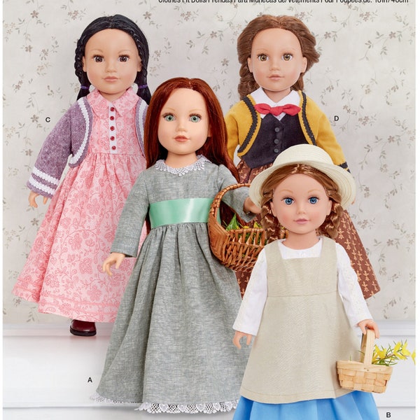 Sewing Pattern 18 inch Doll Clothes Pattern, 18 inch Doll Historical Dress Pattern, Painting Apron Pattern, Simplicity Sewing Pattern 9516