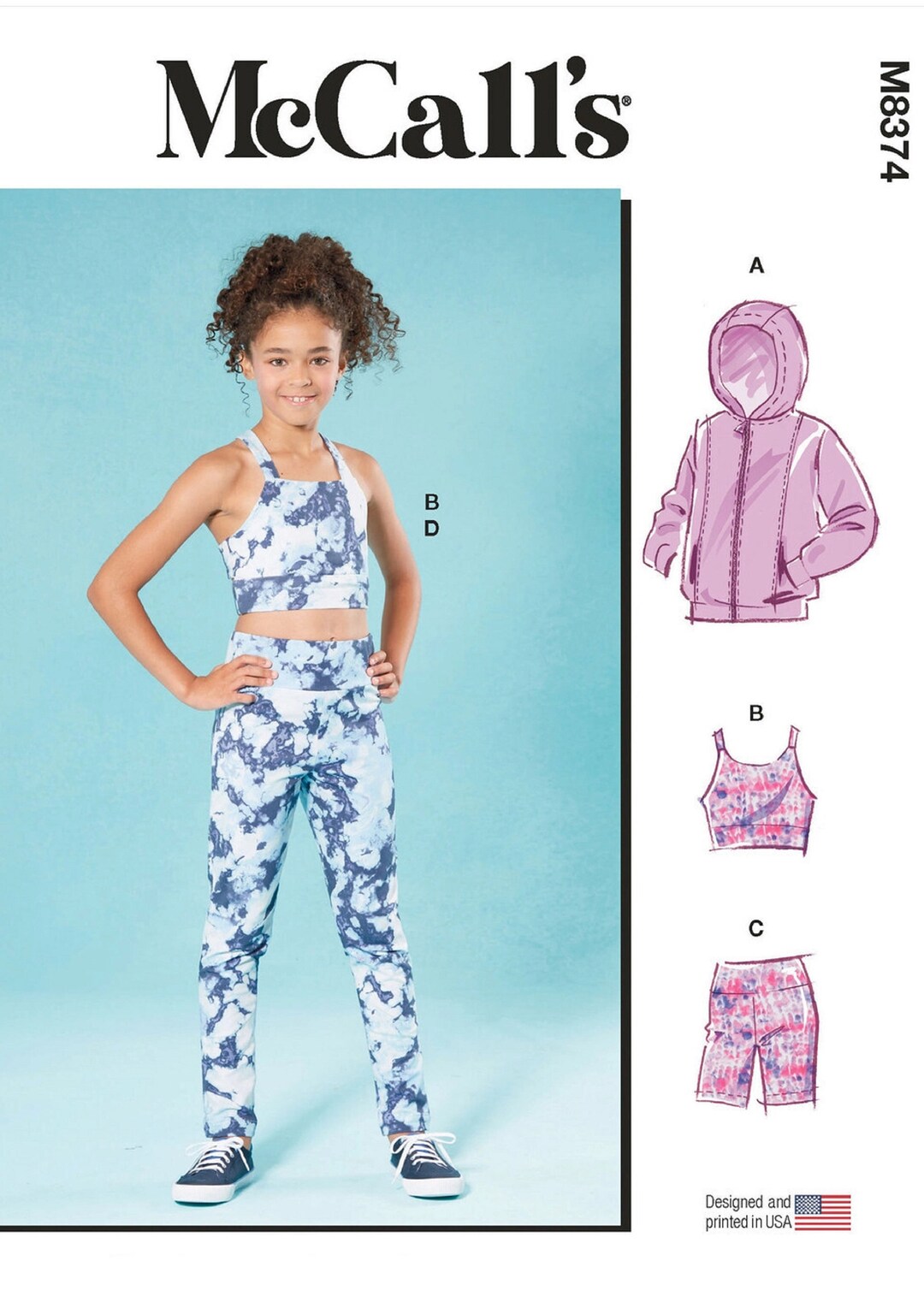 Sewing Patterns Girls' Hoodie Jacket Pattern, Girls' Bike Shorts and