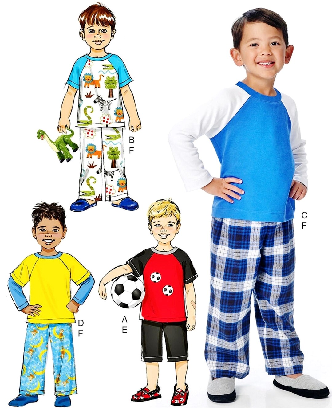 Sewing Pattern Kid's Pajama Pattern, Boys' Loungewear Pattern, Children