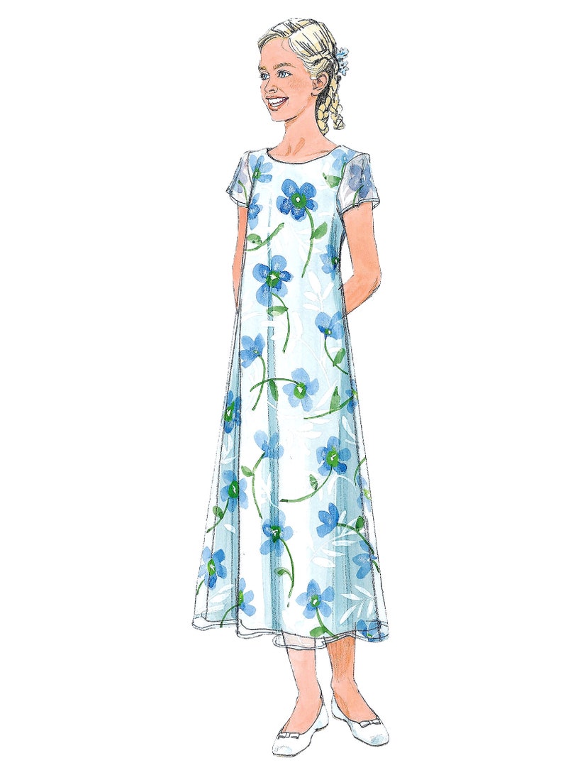 Sewing Pattern Girls' Aline Dress Pattern Sheer Overlay Etsy