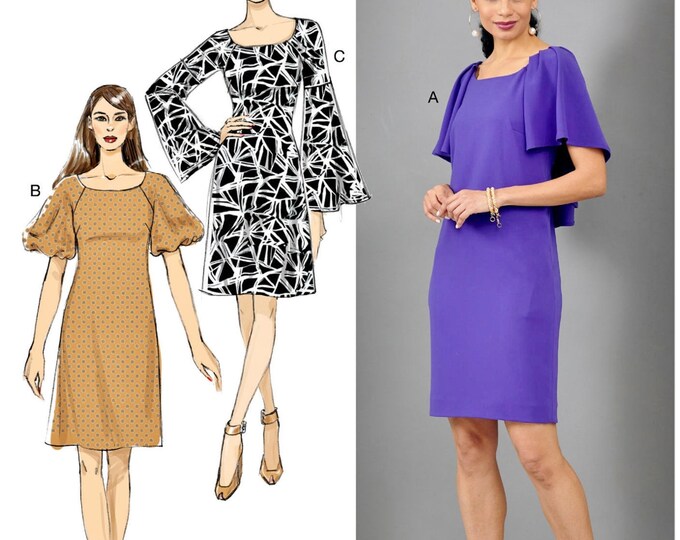 Sewing Pattern Sheath Dress Pattern, Semifitted Dress Pattern, Cape