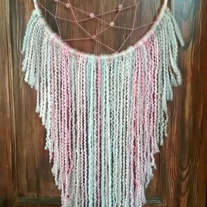 Pink Rustic but Soft Dreamcatcher, Wall decor, Blush pink, Boho Wall Hanging