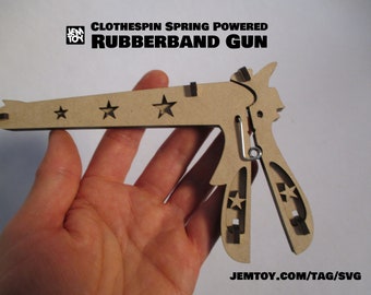 SVG vector file: Rubber Band Gun for Glowforge Laser Cutter