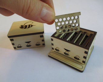 Laser Cut your own Tiny Toy Honey Bee Hive SVG for Glowforge