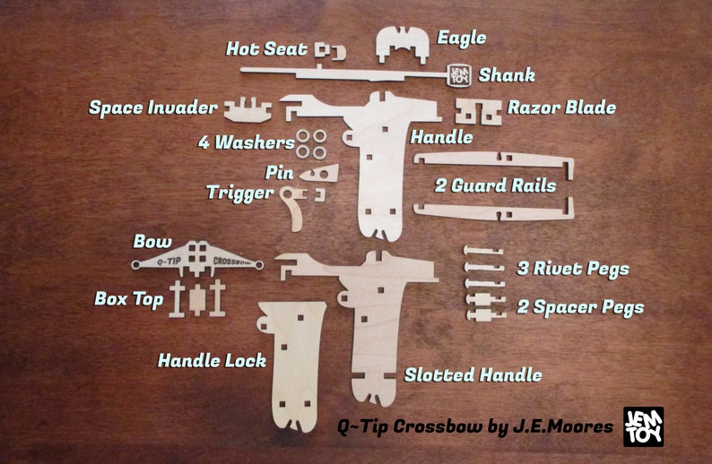 Laser cut your own Q-Tip Crossbow toy SVG file for Glowforge image 5