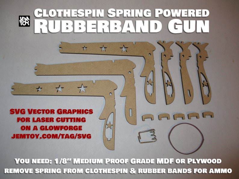 SVG Vector File Rubber Band Gun for Laser Cutter Etsy