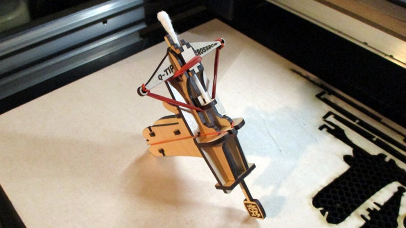 Laser cut your own Q-Tip Crossbow toy SVG file for Glowforge image 1