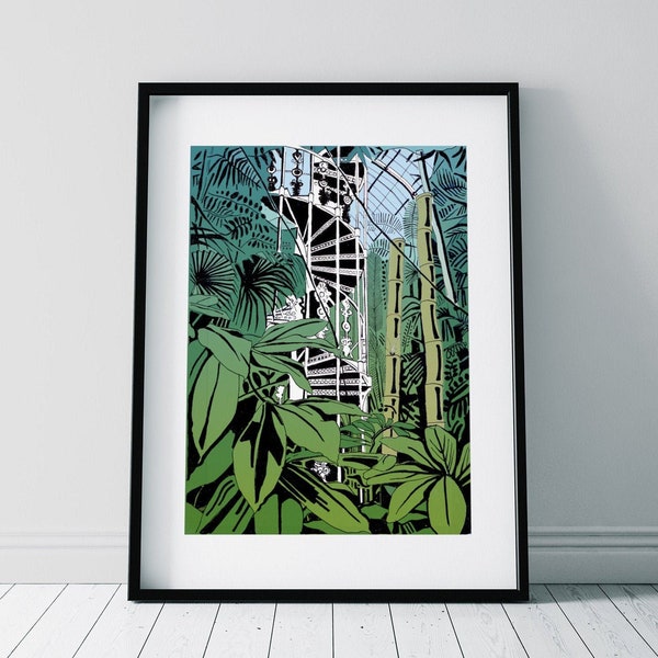 Kew Gardens Palm House Spiral Staircase/ Jungle Print/ Botanical Garden Poster/ Plant print