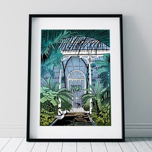 Kew Gardens Palmenhaus Jungle Print / Botanischer Garten Poster / Eingang