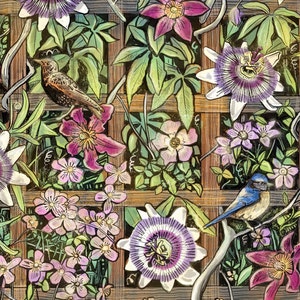 Trellis Print/ Passion Flower Pattern/ Botanical Wall Art image 3