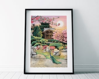 Kew Gardens Japanese Gateway Print/ Botanical Garden Poster/ Japanese Garden Print/ Gateway