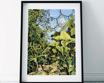 Eden Project Leaves Print/ Botanical Greenhouse Poster/ Eden Project Cornwall