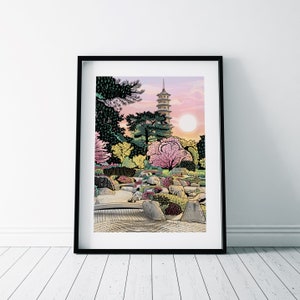 Kew Gardens japanische Pagode Print / Botanischer Garten Poster / japanischer Garten Print / The Great Pagoda