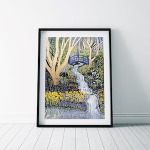 Impression de jardin de fleurs de printemps/ Impression de jonquilles de printemps/ Impression de ruisseau de printemps