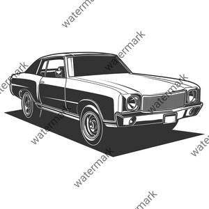 車 シボレー シボレー モンテカルロ png イラスト 1970 ベクトル シルエット 自動車 ステンシル ロゴ グラフィック アート T シャツ デカール 即時ダウンロード