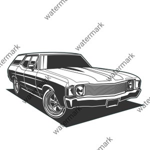 Car 1972 Chevrolet Chevy Chevelle Wagon png Illustration  Silhouette Automotive Stencil Logo Graphic Art T-Shirt Decal Instant Download