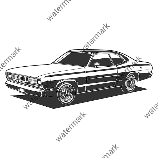 Car 1972 Plymouth Duster png Illustration Vector Silhouette Automotive Stencil Logo Graphic Art T-Shirt Decal Instant Download