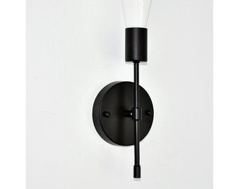 Black Torch Wall Sconce - Single Lamp - Wall Fixture - Vanity Lighting - Bathroom Kitchen Restaurant - Industrial Modern
