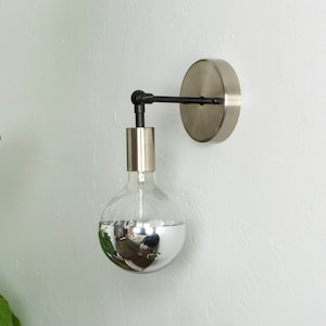 Custom Modern Knob Hinge Wall Sconce - Wall Fixture - Vanity Light - Bathroom Kitchen Restaurant - Small Wall Lamp - Nickel Silver and Black