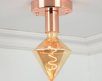 Modern Flush Mount Ceiling Lamp - Diamond LED - Polished Copper Ceiling Fixture