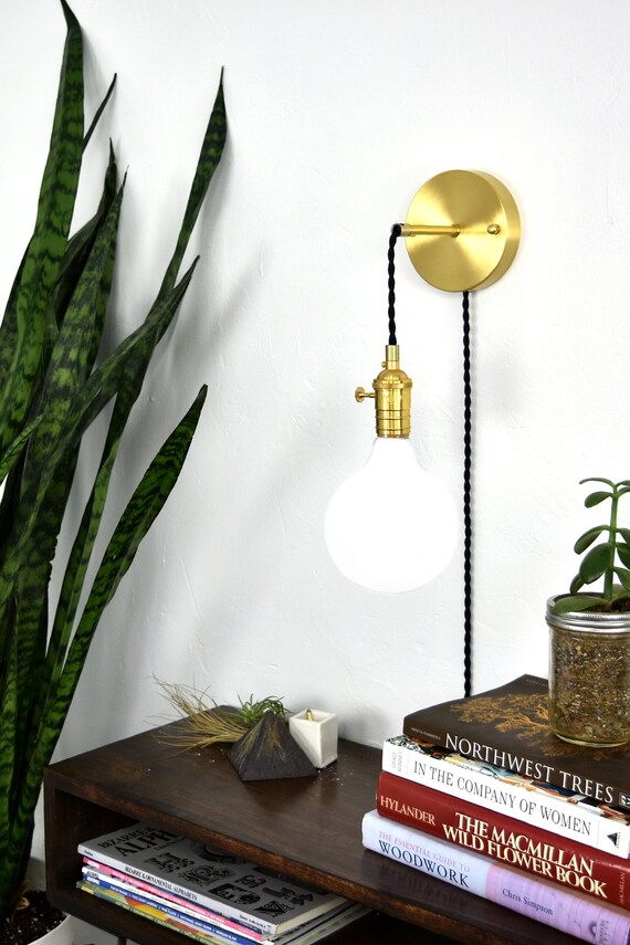 Plug In Adjustable Wall Sconce Custom Finish Led Or Antique Bulbs Bedroom Lighting Bedside Lamp