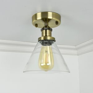 Glass Shade Flush Mount - Mix and Match - Design Your Own - Glass cone - Industrial Ceiling lighting Semi Flush Fixtures