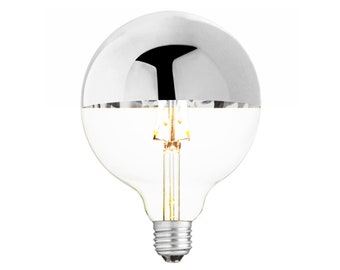 Bombillas de globo LED sumergidas en cromo - Media bombilla de espejo - Cobre, oro o cromo - E26 - Bombilla de lámpara de 5 pulgadas - Iluminación moderna