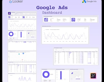 Google Ads Performance Dashboard 1 page, Looker Studio template, Google Ads Report