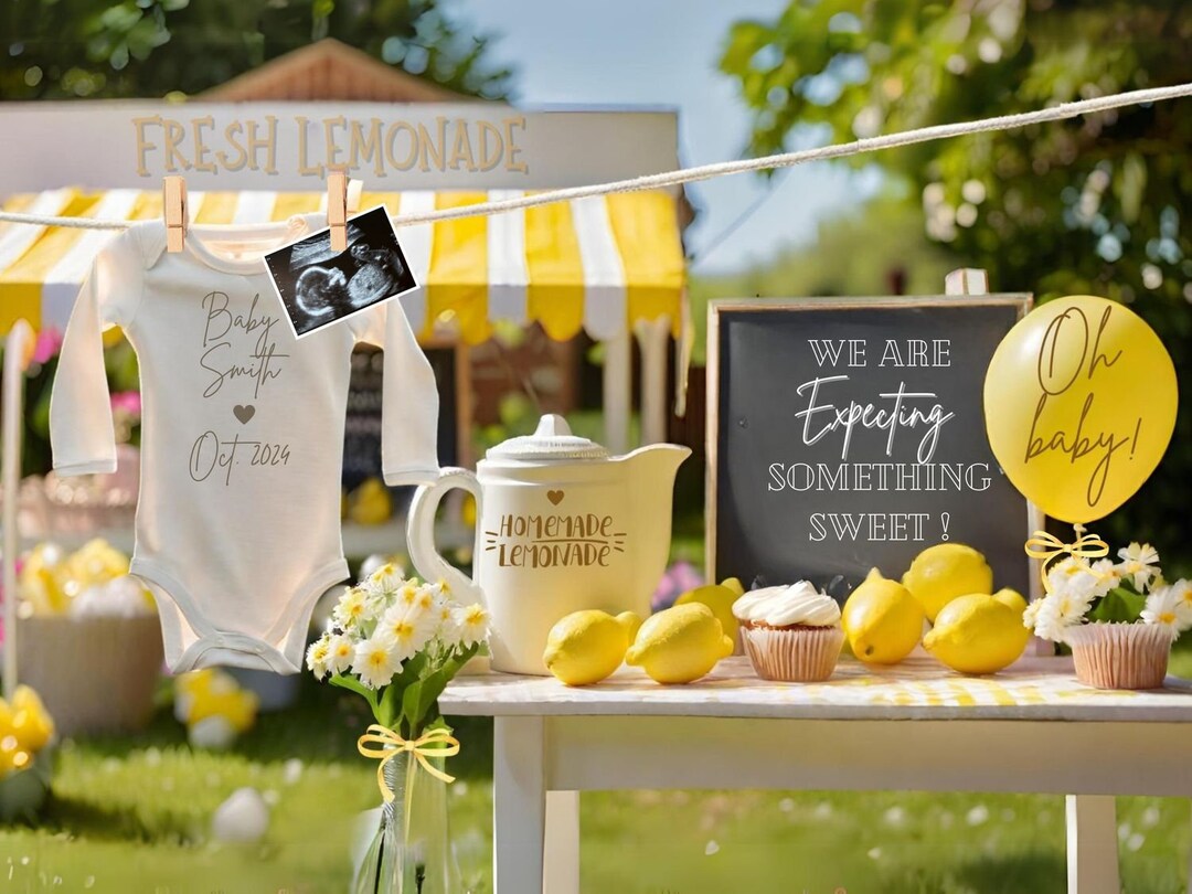Summer Lemonade Pregnancy Announcement Digital Spring Baby Announcement Pregnancy Reveal to