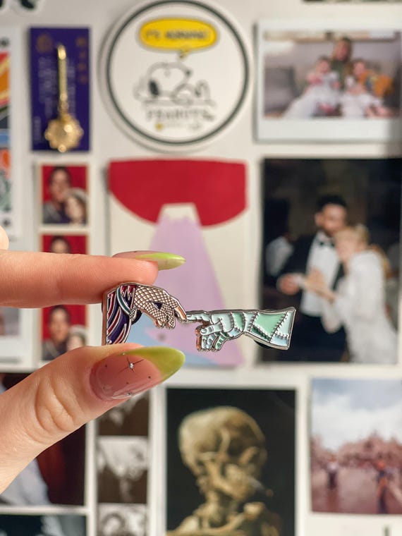 Frankenstein Enamel Pin | The Wretch & Elizabeth Gothic Literature |“Hand of Creation” Michelangelo Inspired | Bookish Gift