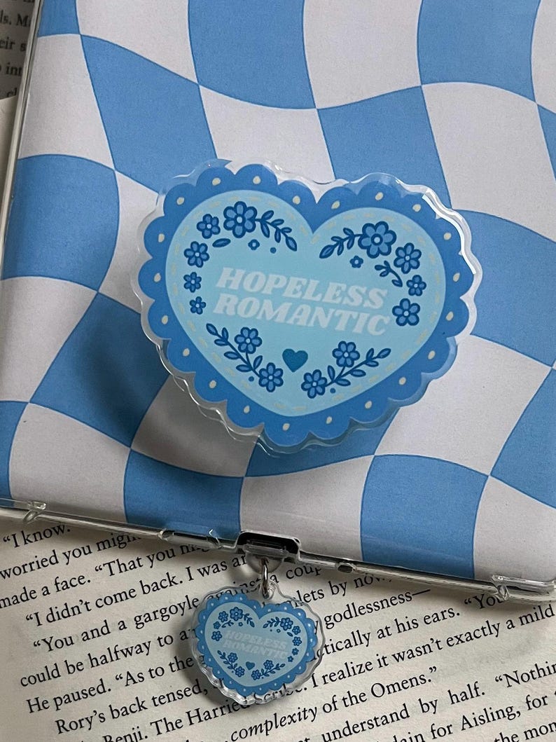 Hopeless Romantic E-reader Grip: Acrylic E-Reader Phone Holder MAGSAFE image 2