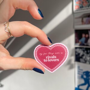 Rivals to Lovers Sticker | Sparkly Maroon Heart Decal (2 Inch)
