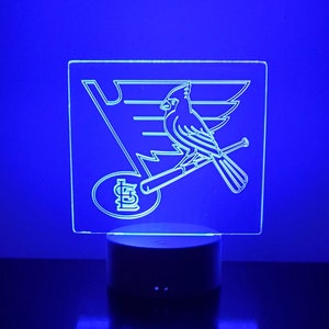 Blues Cards LED night Light, Sports Fan, Cardinal, Engraved Gift, Hockey player, Bar Decor, Office, Dad Gift, Baseball gift, Man Cave gift
