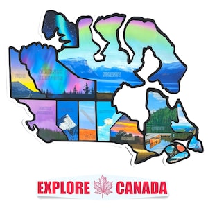 Décalcomanie murale carte RV Canada avec autocollants positionnables en vinyle de l'état de la province. Sticker carte de voyage pour van, caravane, camping-car. Extérieur Intérieur