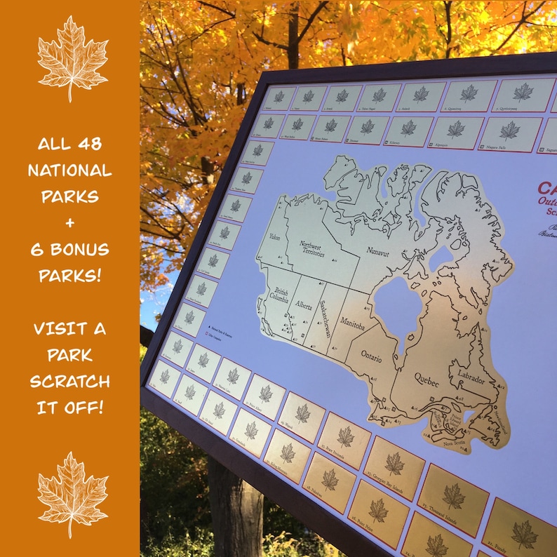 Canada Travel Scratch Map Poster A National Parks Journal for Camping, Backpacking Scratch Off to Reveal Postcard. 1 Graduation Gift image 4